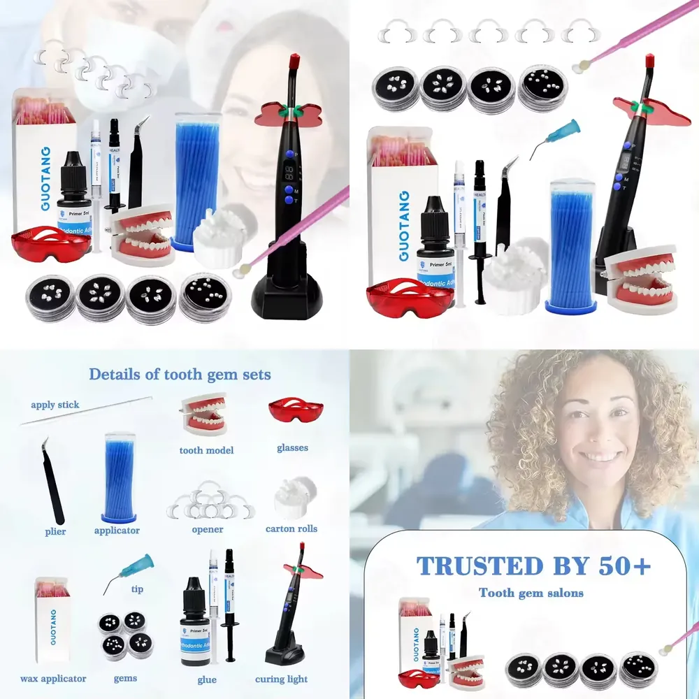 Teeth Whitening Kit With Light - 【CHIMU HOME】 ชุดอุปกรณ์ตกแต่งฟันแบบมืออาชีพ ประกอบด้วยไฟบ่มและกาวสำหรับอุปกรณ์เสริมฟอกสีฟัน