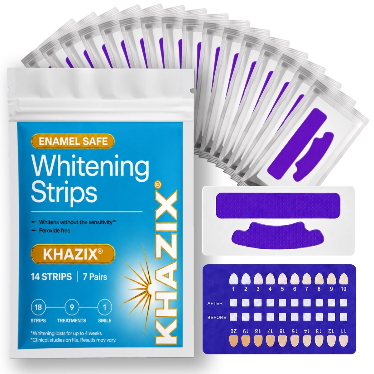 Teeth Whitening Strips Permanent - แผ่นฟอกสีฟัน 7 คู่ เพื่อรอยยิ้มที่ดูขาวขึ้น แผ่นฟอกสีฟันแบบยืดหยุ่น ใช้งานง่ายสำหรับการดูแลความงามประจำวัน