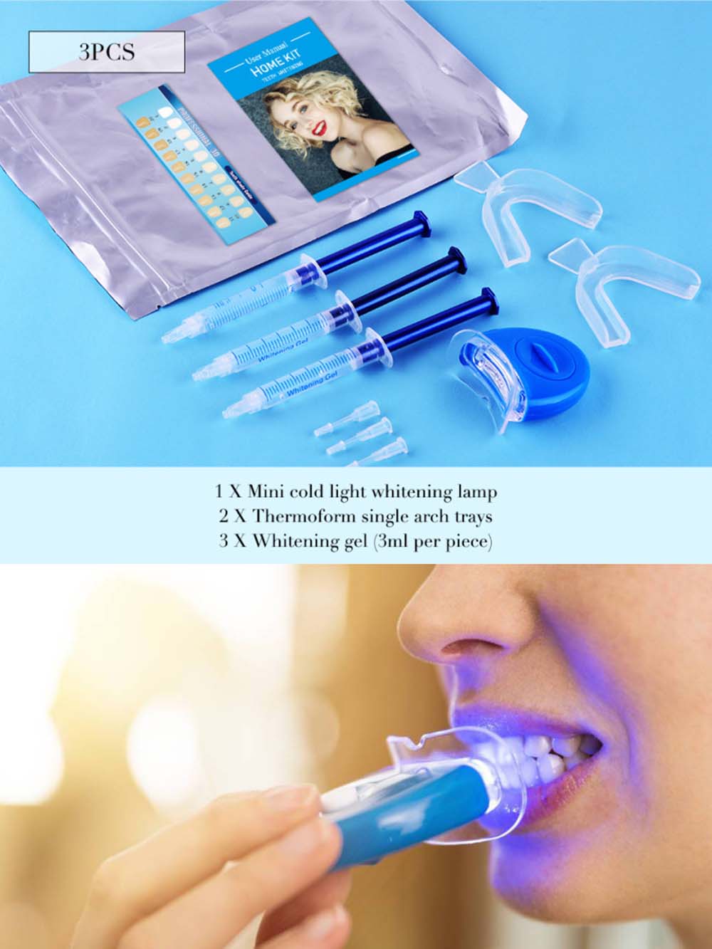 Teeth Whitening Led Kit - ชุดเจลฟอกสีฟอกสีฟันเปอร์ออกไซด์พร้อมไฟ LED สำหรับมืออาชีพชุดฟอกสีฟันรอยยิ้มสีขาวสดใส