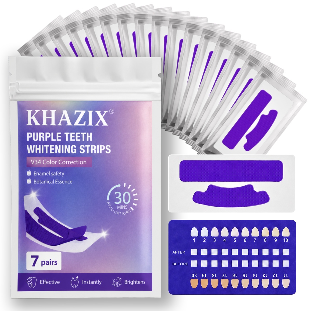 Teeth Whitening Strips Permanent - แผ่นฟอกฟันขาว 1/7 คู่ เพื่อรอยยิ้มที่ดูขาวขึ้น แผ่นฟอกฟันที่ยืดหยุ่น ใช้งานง่ายสำหรับการดูแลความงามประจำวัน