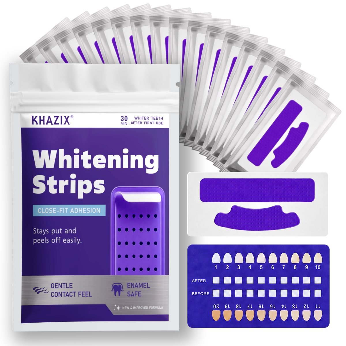 Teeth Whitening Strips Permanent - แผ่นฟอกสีฟัน 7 ชิ้น เพื่อรอยยิ้มที่ขาวขึ้น แผ่นฟอกสีฟันแบบยืดหยุ่น ใช้งานง่ายสำหรับการดูแลความงามประจำวัน