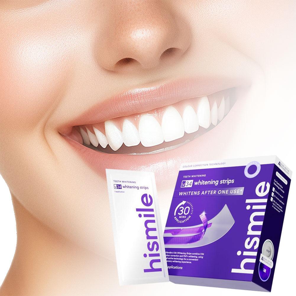 แถบฟอกสีฟันสีม่วง ฟื้นฟูฟันขาว - Teeth Whitening Strips Permanent บทวิจารณ์และราคา