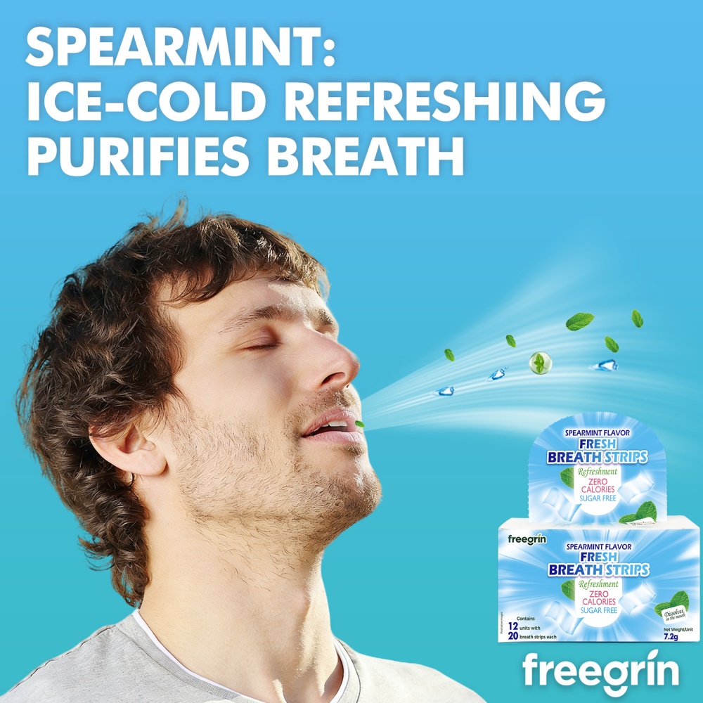 แผ่นอมรสเปียร์มิ้นต์ FREEGRIN  - Teeth Whitening Strips Permanent บทวิจารณ์และราคา