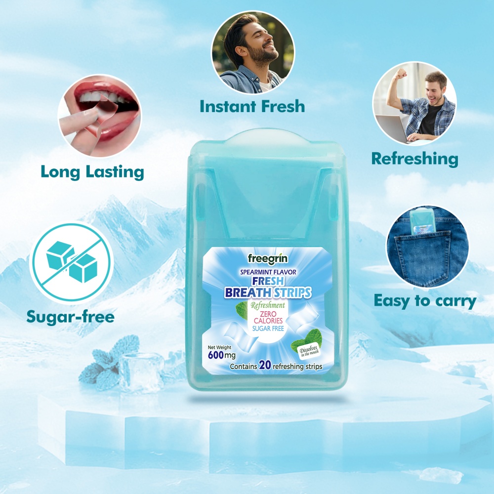 แผ่นอมรสเปียร์มิ้นต์ FREEGRIN  - Teeth Whitening Strips Permanent บทวิจารณ์และราคา
