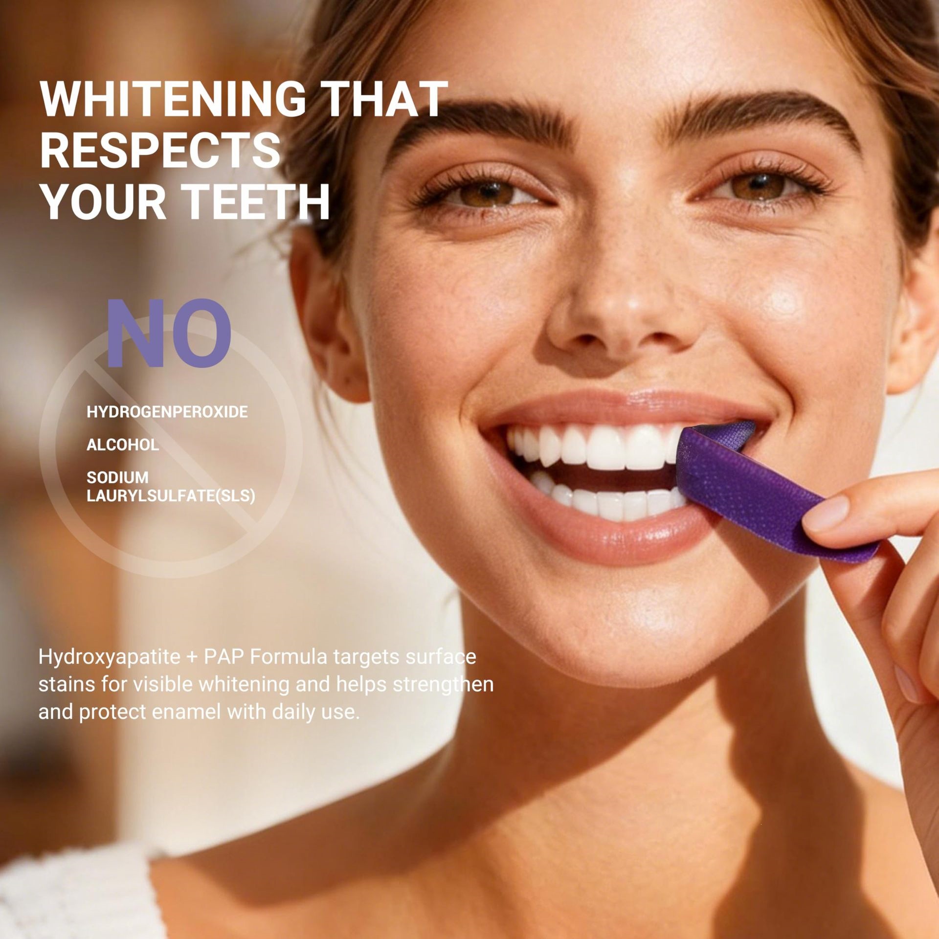 แผ่นฟอกสีฟันสีม่วง 14 ชิ้น ปลอ - Teeth Whitening Strips Permanent บทวิจารณ์และราคา