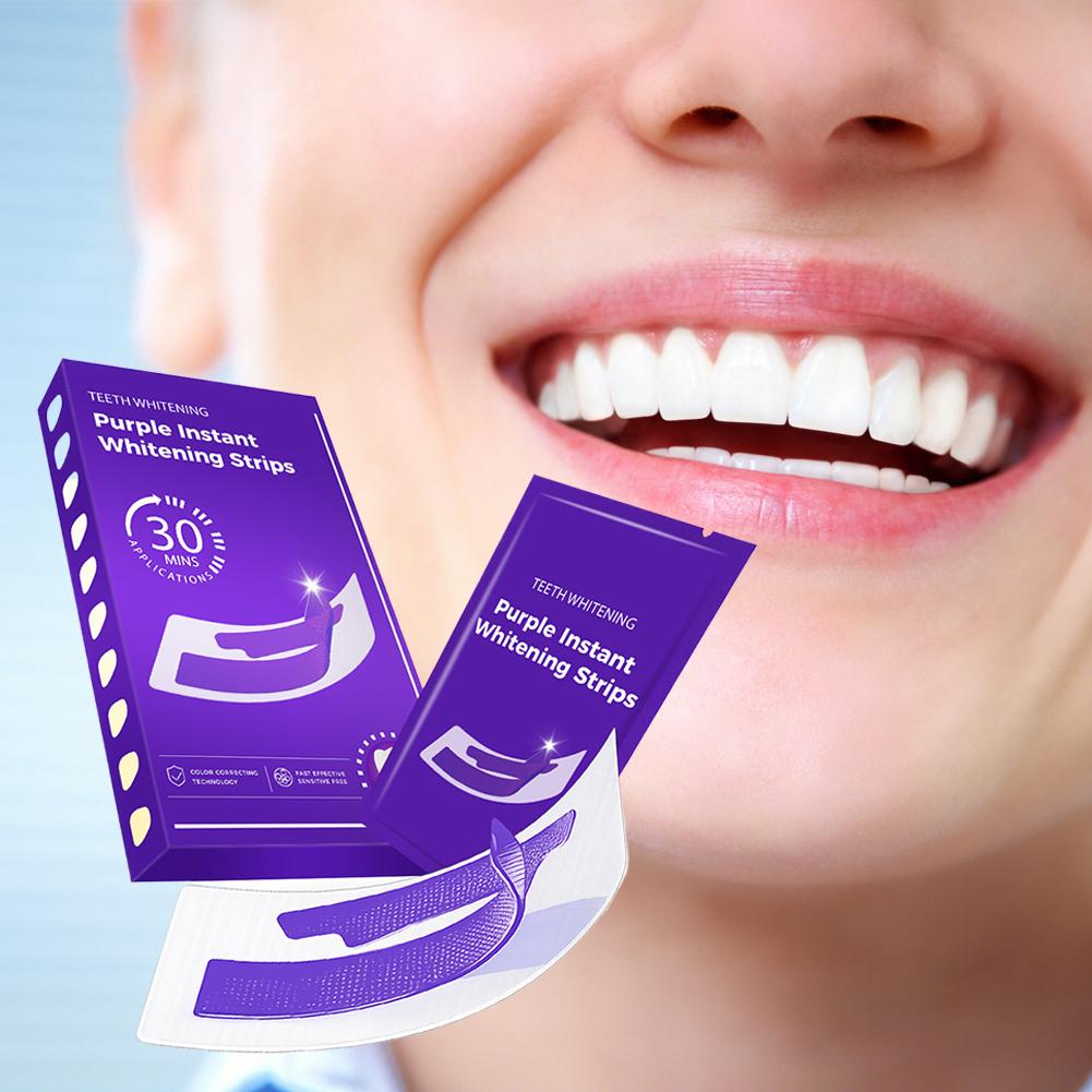 42 คู่แถบฟอกสีฟันสีม่วง V34 ตั - Teeth Whitening Strips Permanent บทวิจารณ์และราคา